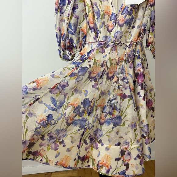 NWT Zimmermann (AU 3) Tama linen & silk puff sleeve Floral Mini Dress (US 10) - Picture 11 of 16